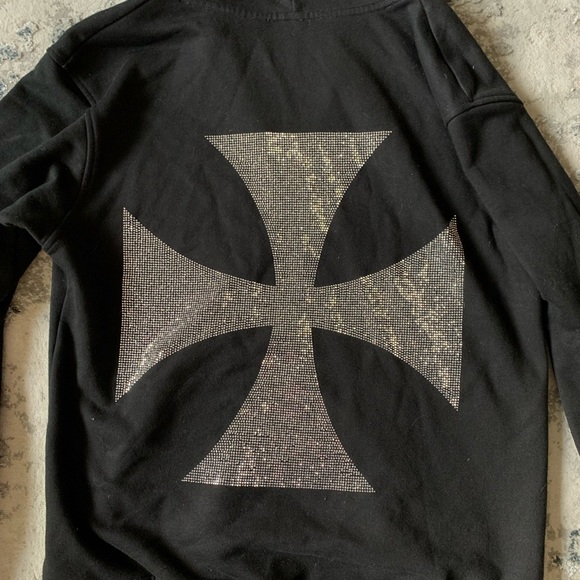CROSS ANGEL RHINESTONE ZIP UP HOODIE SIZE S MENS - Picture 4 of 5